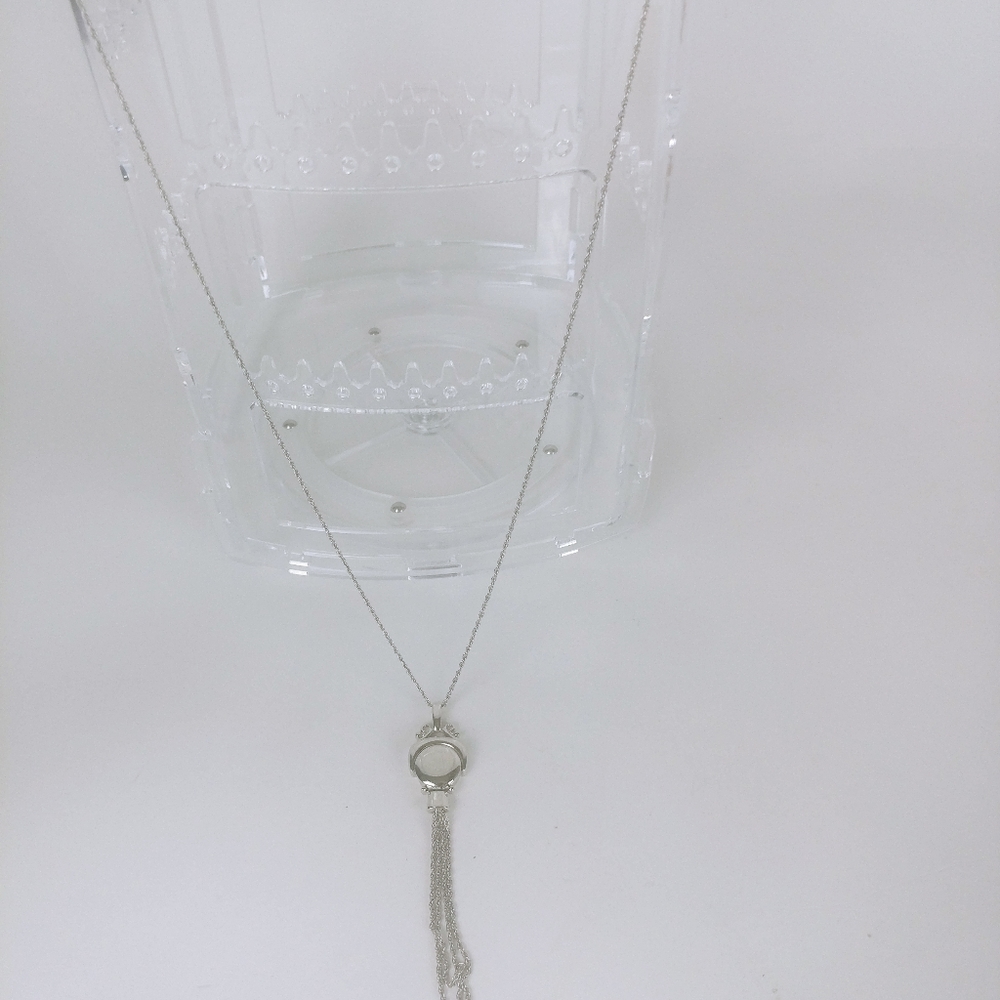 Monet Laryat Locket Necklace Silver Tone
